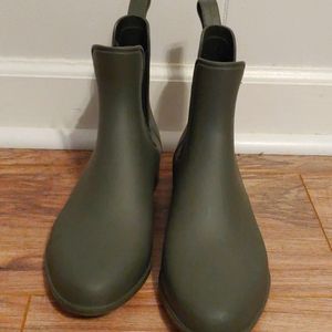 Green rain boots
